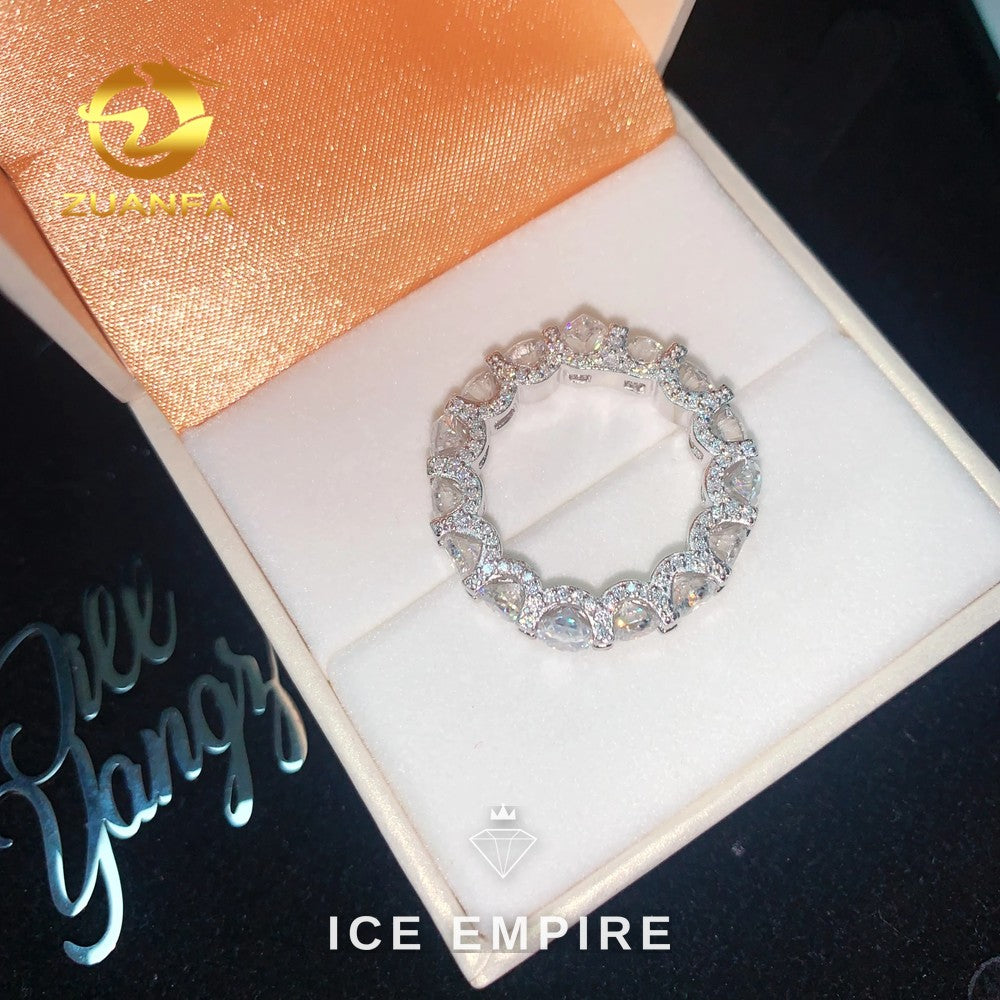 Iced Out 925 Silver Moissanite Engagement Ring