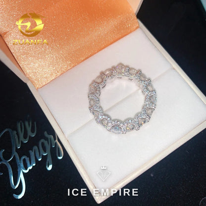 Iced Out 925 Silver Moissanite Engagement Ring