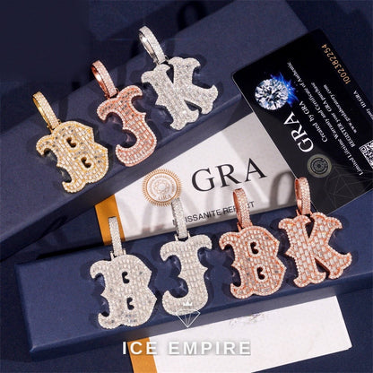 Iced Out Baguette 925 Silver Pendant
