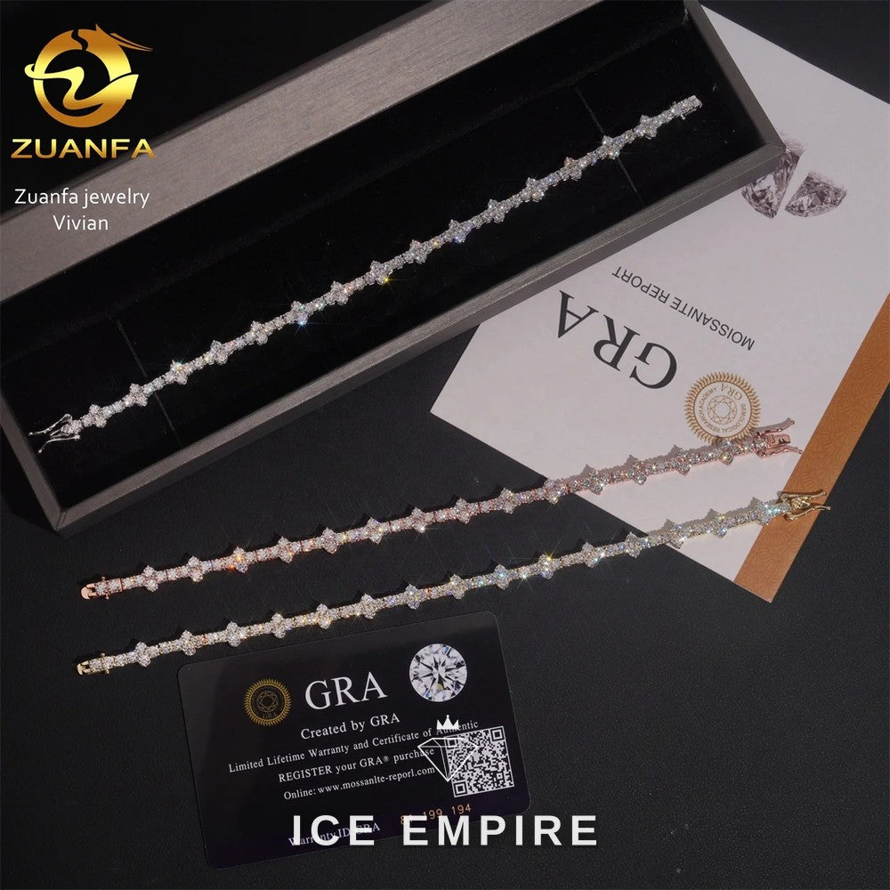 Iced Out 925 Silver Moissanite Tennis Chain