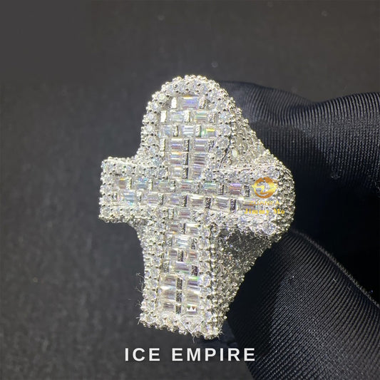 Iced Out Baguette 925 Silver Moissanite Ring