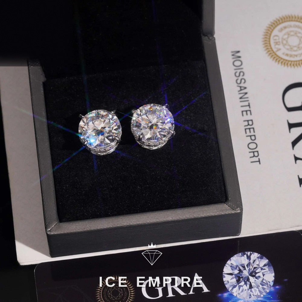 Iced Out 18K Gold Moissanite Stud Earrings