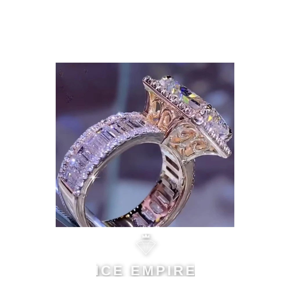 Iced Out 14K Gold Moissanite Wedding Band
