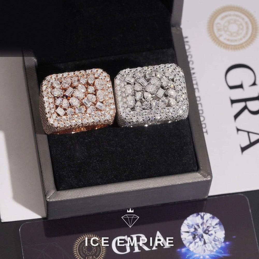 Iced Out Baguette 925 Silver Moissanite Ring