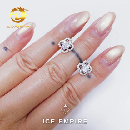 Iced Out 925 Silver Moissanite Stud Earrings