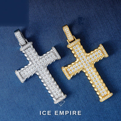 Iced Out Cross Gold Plated Moissanite Pendant