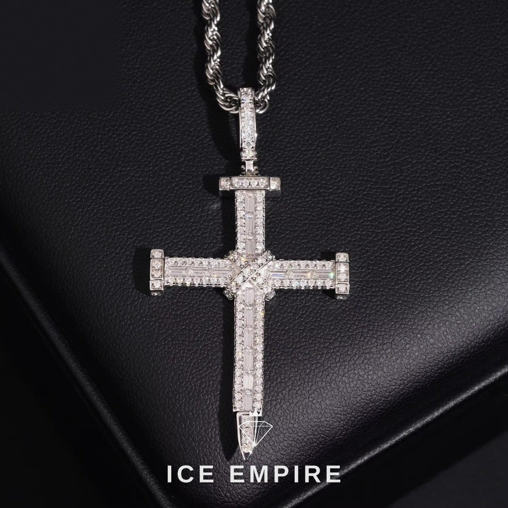Iced Out Cross 925 Silver Moissanite Pendant