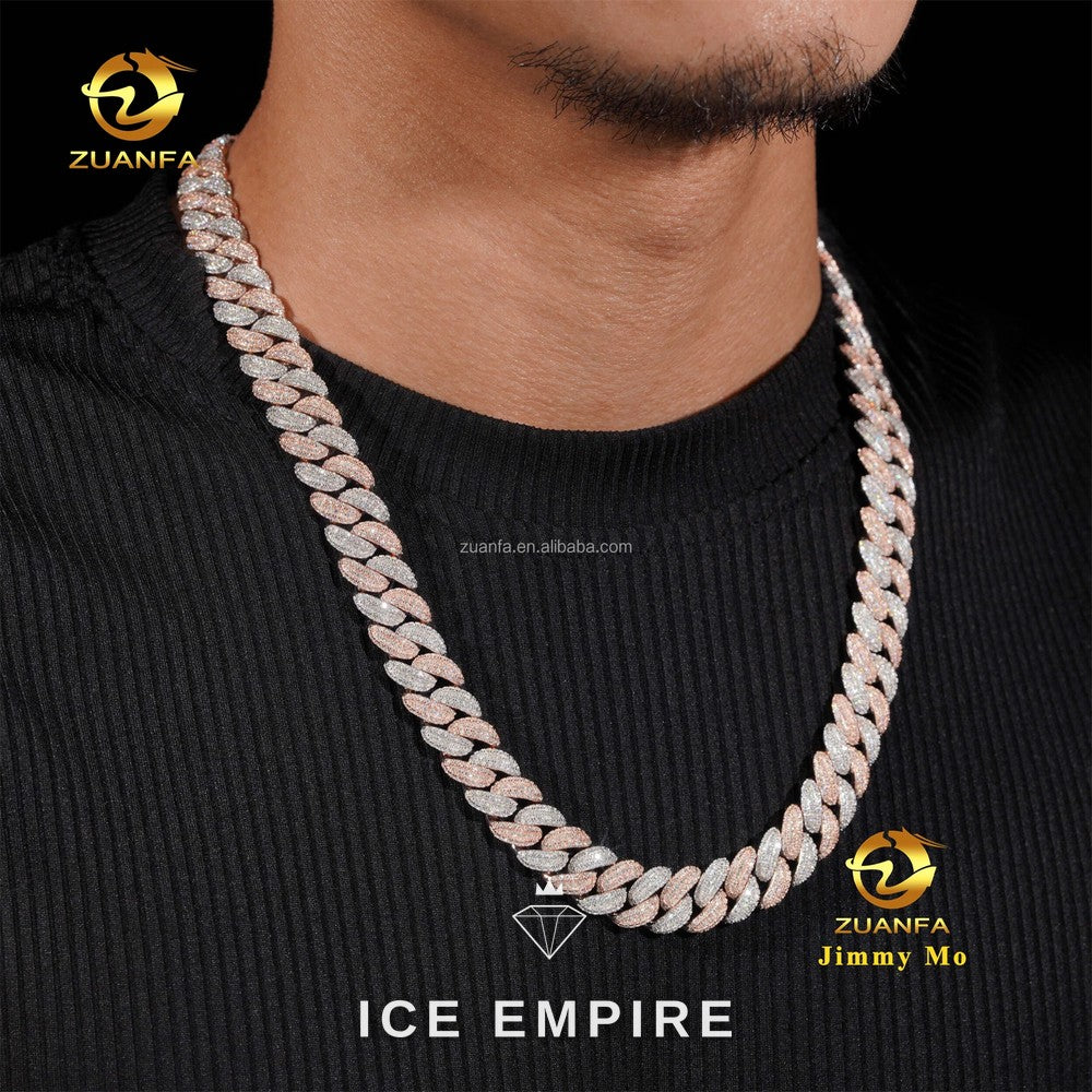 Iced Out Rose Gold Moissanite Cuban Chain