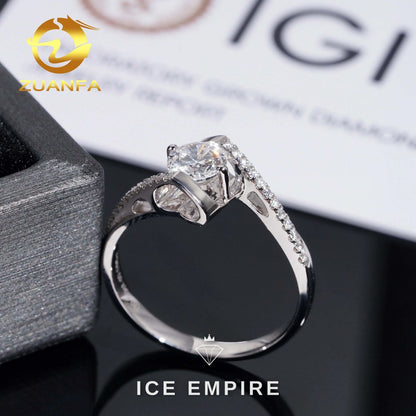 Iced Out 18K Gold Lab Grown Diamond Engagement Ring