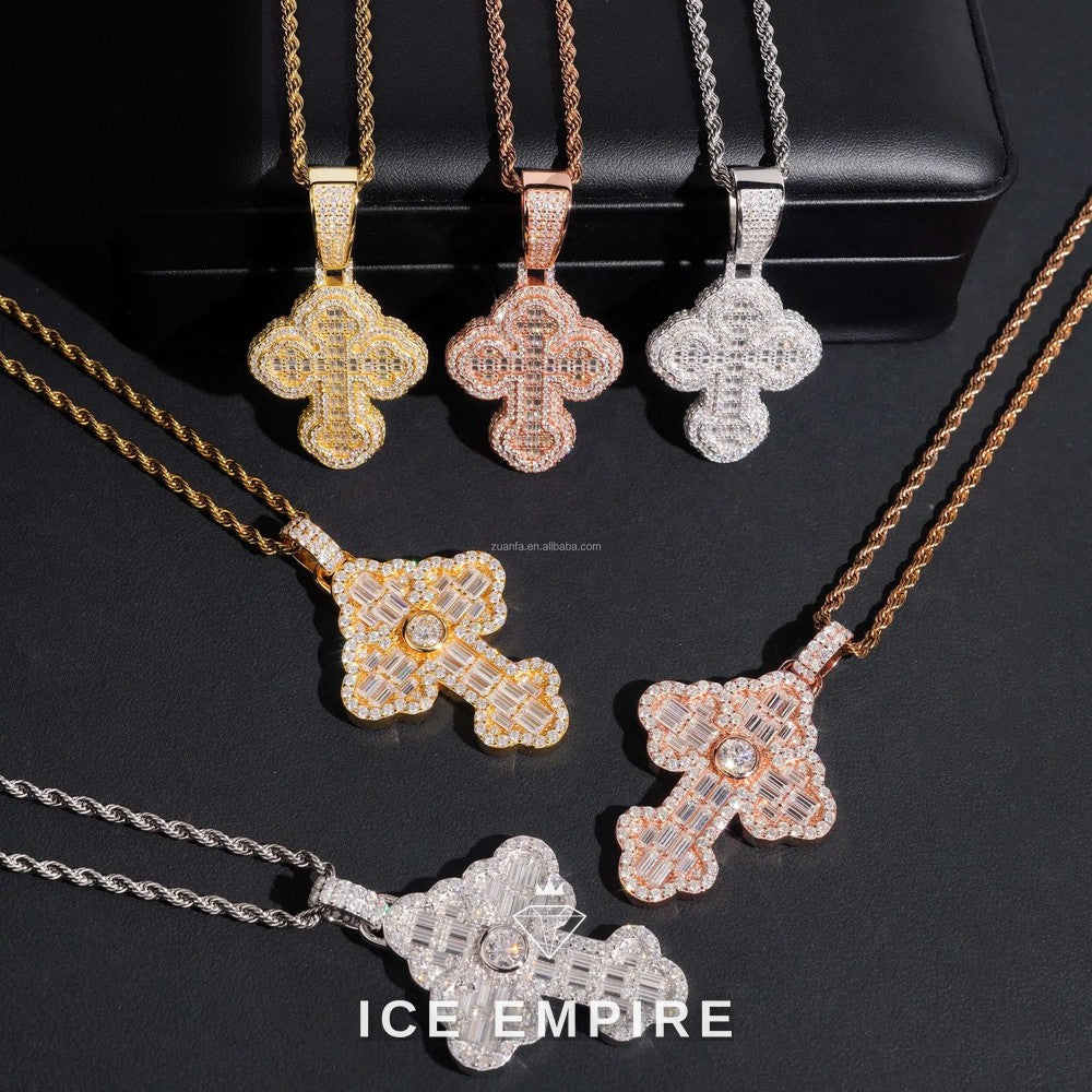 Iced Out Baguette 925 Silver Moissanite Pendant