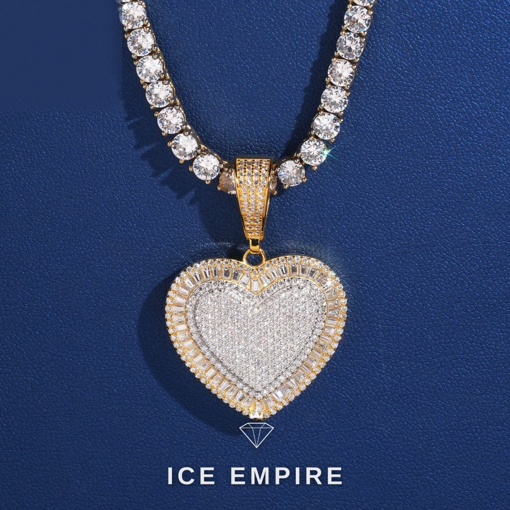 Iced Out Heart 925 Silver Moissanite Pendant