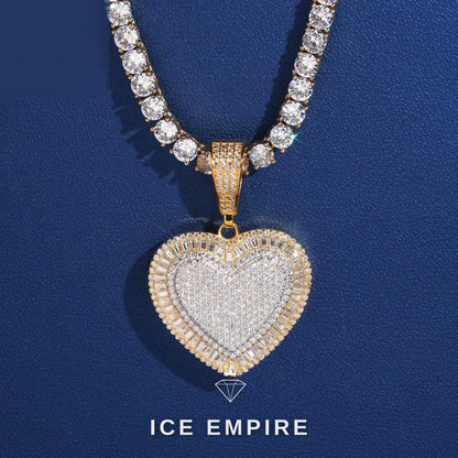 Iced Out Heart 925 Silver Moissanite Pendant