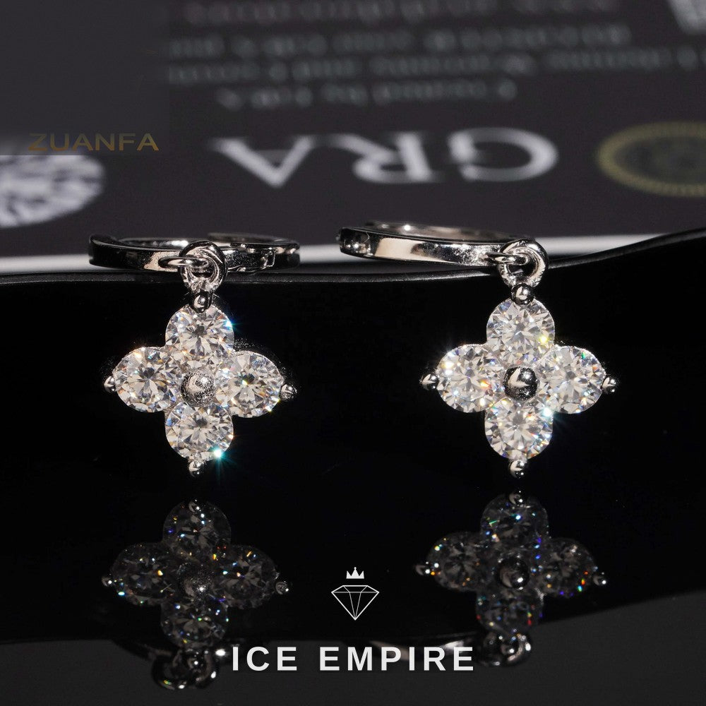Iced Out 925 Silver Moissanite Hoop Earrings