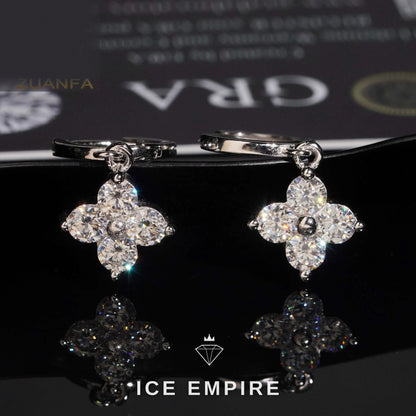 Iced Out 925 Silver Moissanite Hoop Earrings