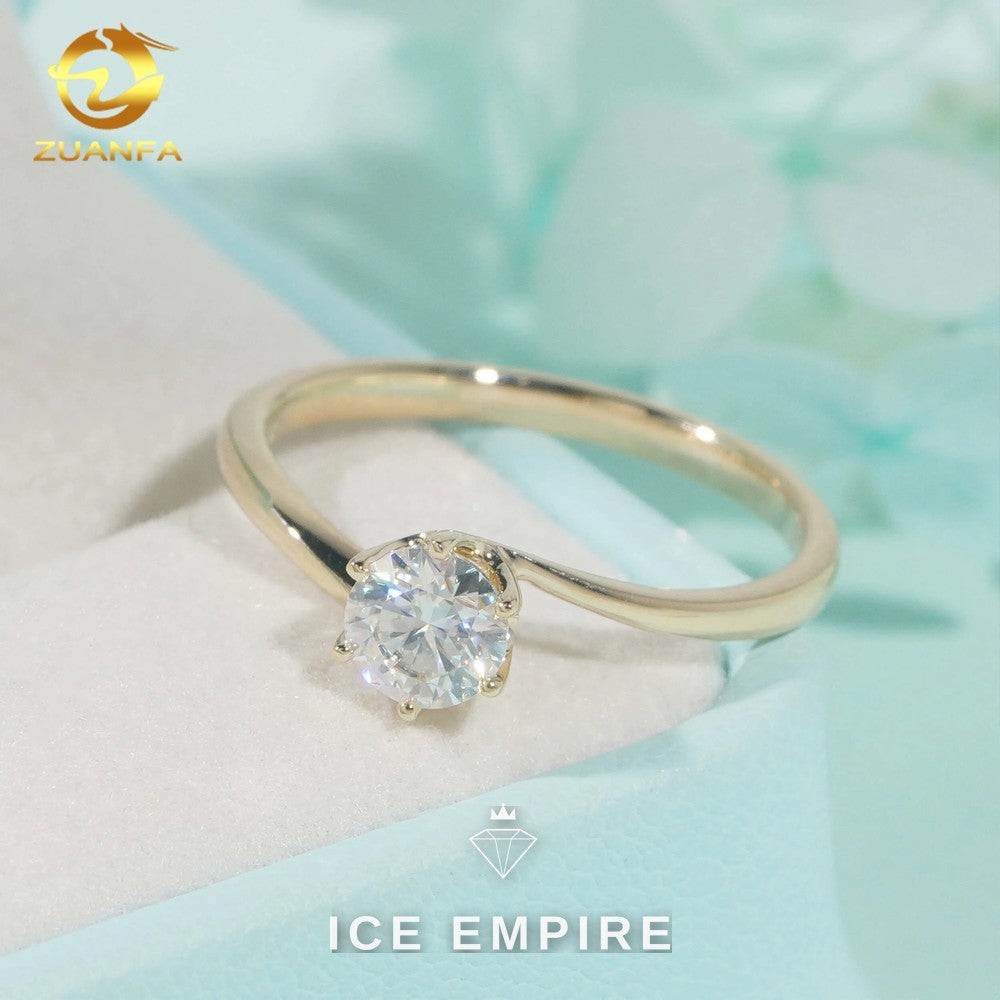 Iced Out Gold Plated Moissanite Engagement Ring