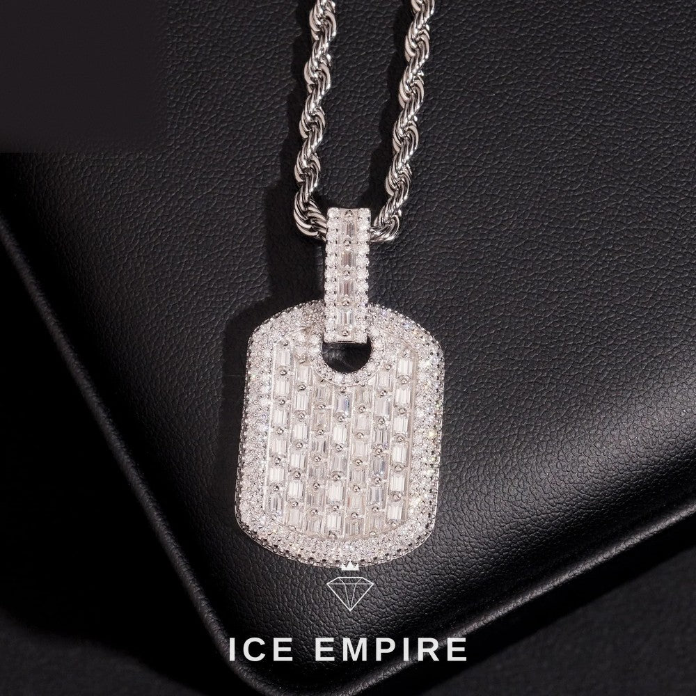 Iced Out Baguette 925 Silver Moissanite Pendant