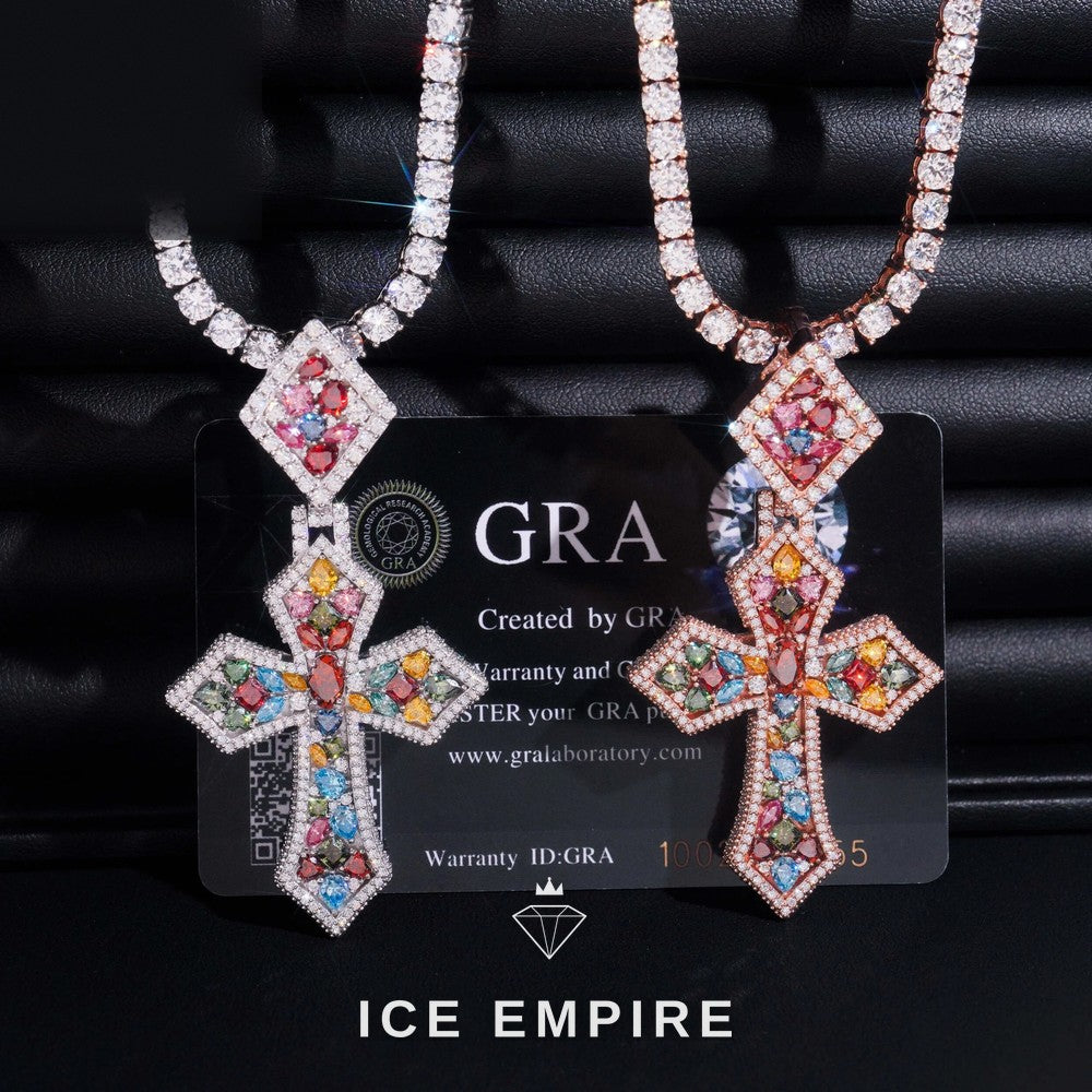 Iced Out Cross 925 Silver Pendant