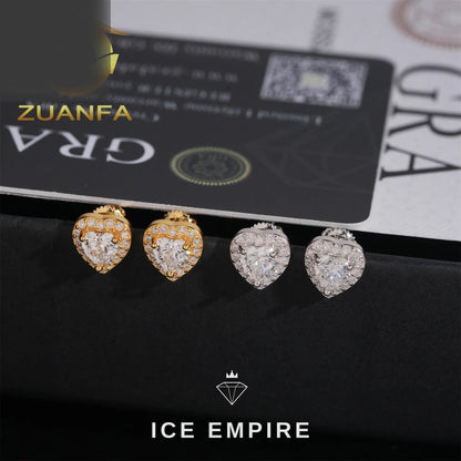 Iced Out Heart Rose Gold Plated Moissanite Earrings