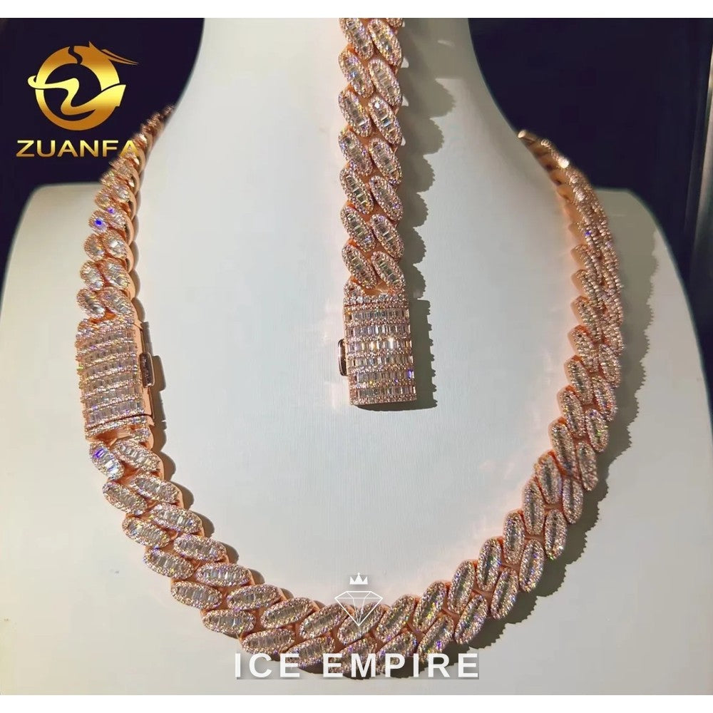 Iced Out Rose Gold Plated Moissanite Cuban Chain