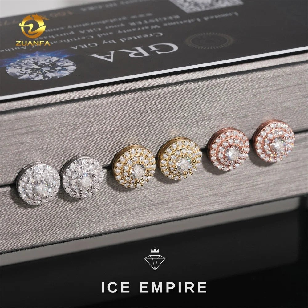 Iced Out Rose Gold Plated Moissanite Stud Earrings