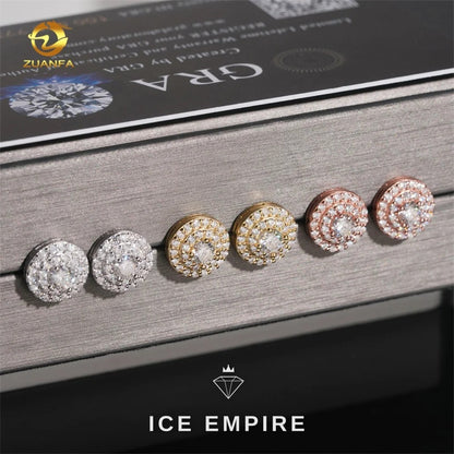 Iced Out Rose Gold Plated Moissanite Stud Earrings