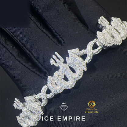 Iced Out 925 Silver Moissanite Cuban Chain