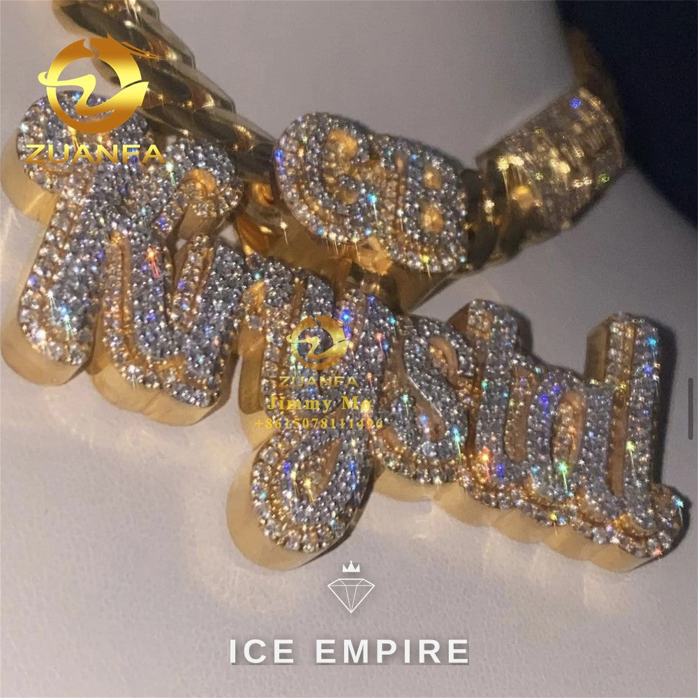 Iced Out Baguette 925 Silver Moissanite Pendant