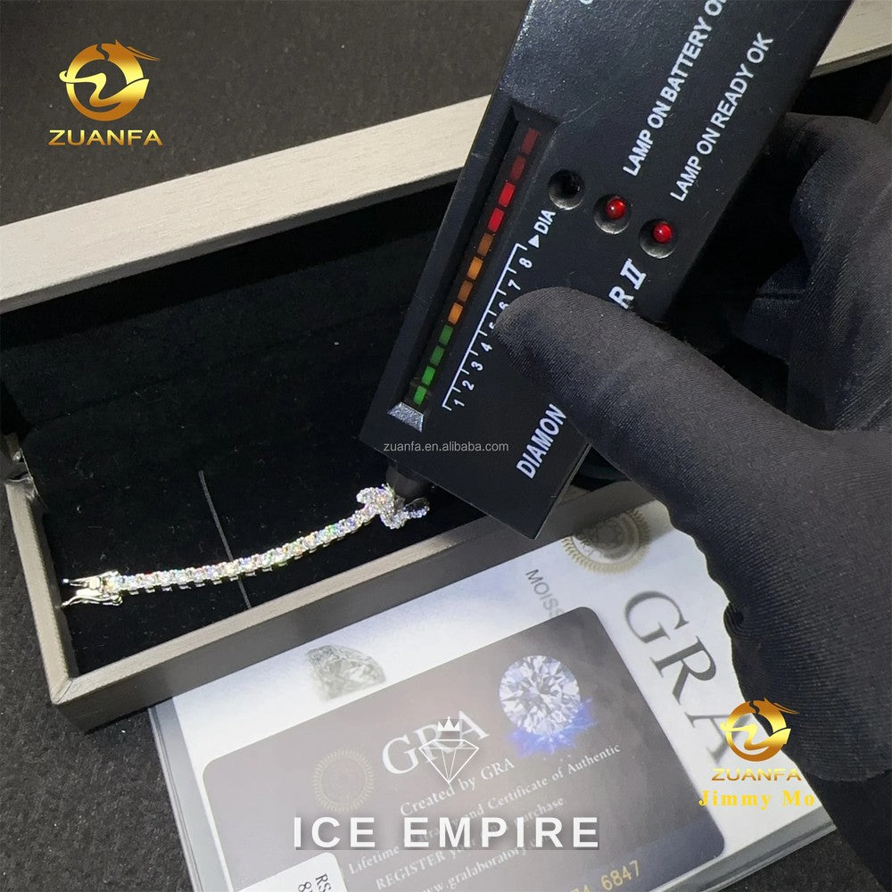 Iced Out 925 Silver Moissanite Tennis Chain