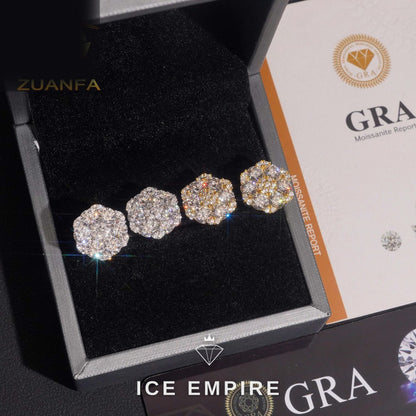 Iced Out Cluster 925 Silver Moissanite Earrings