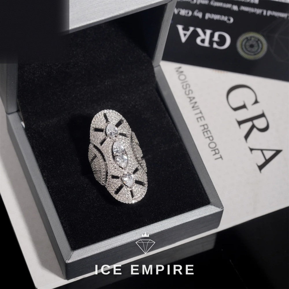 Iced Out 925 Silver Moissanite Ring