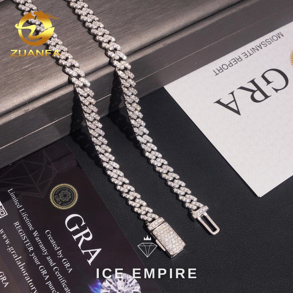 Iced Out 925 Silver Moissanite Cuban Chain