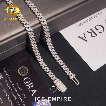 Iced Out 925 Silver Moissanite Cuban Chain