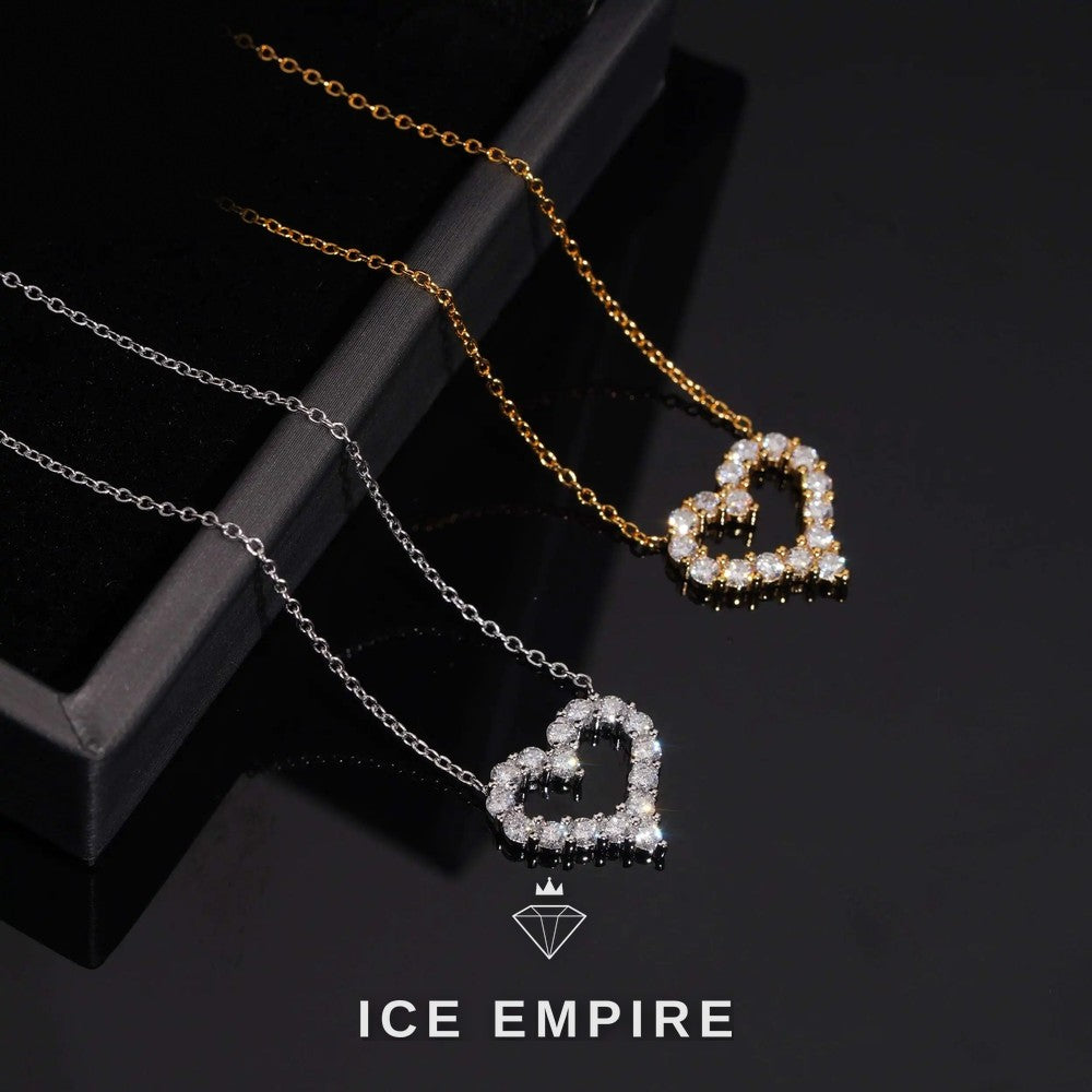 Iced Out Heart 925 Silver Lab Grown Diamond Pendant