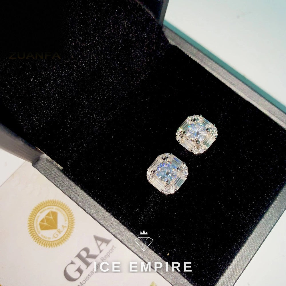 Iced Out 925 Silver Moissanite Stud Earrings