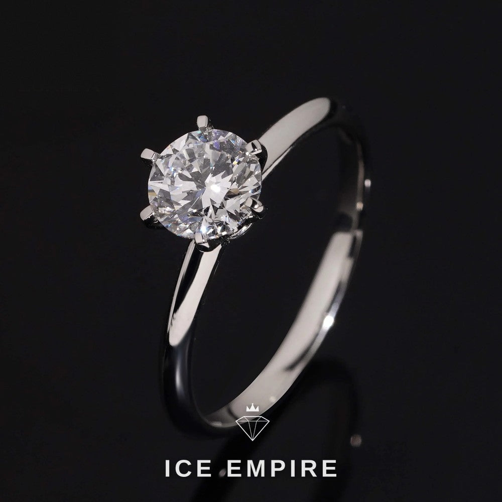 Iced Out 925 Silver Lab Grown Diamond Engagement Ring