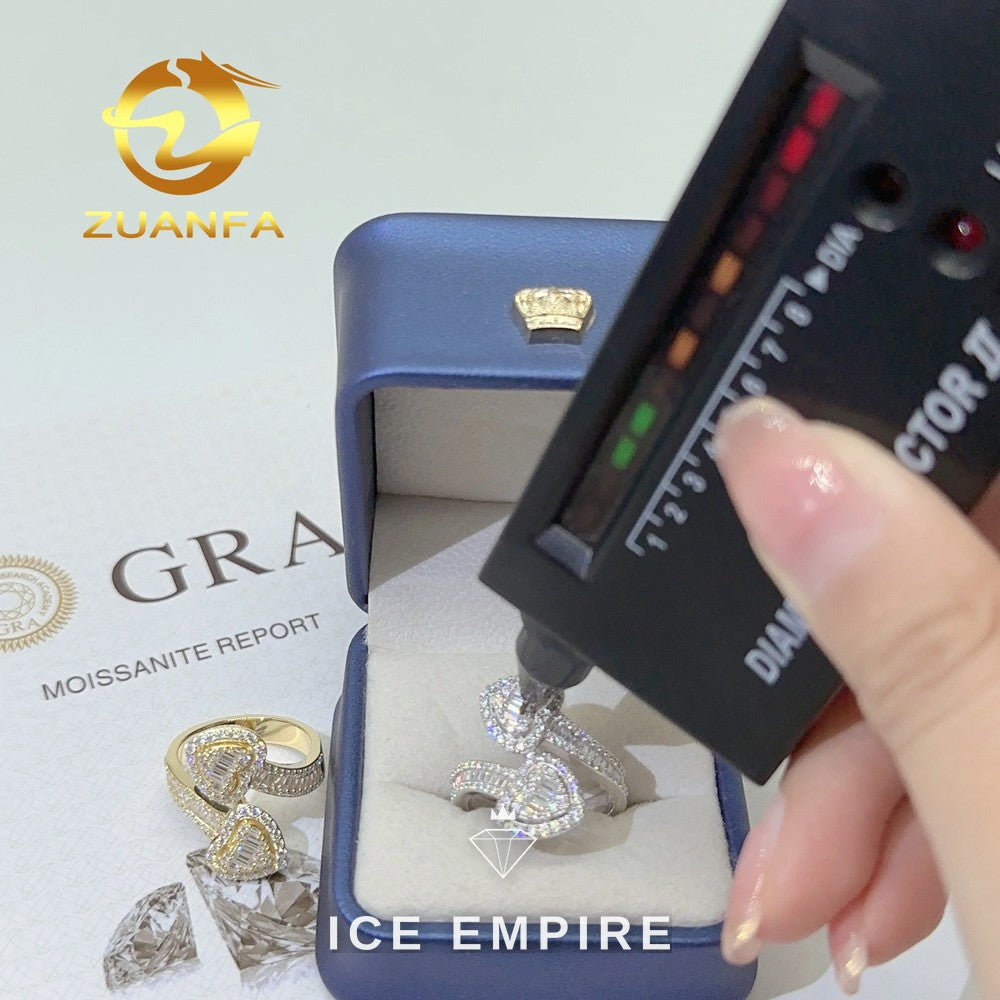 Iced Out Baguette 925 Silver Moissanite Ring