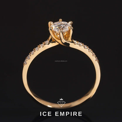 Iced Out 14K Gold Moissanite Engagement Ring