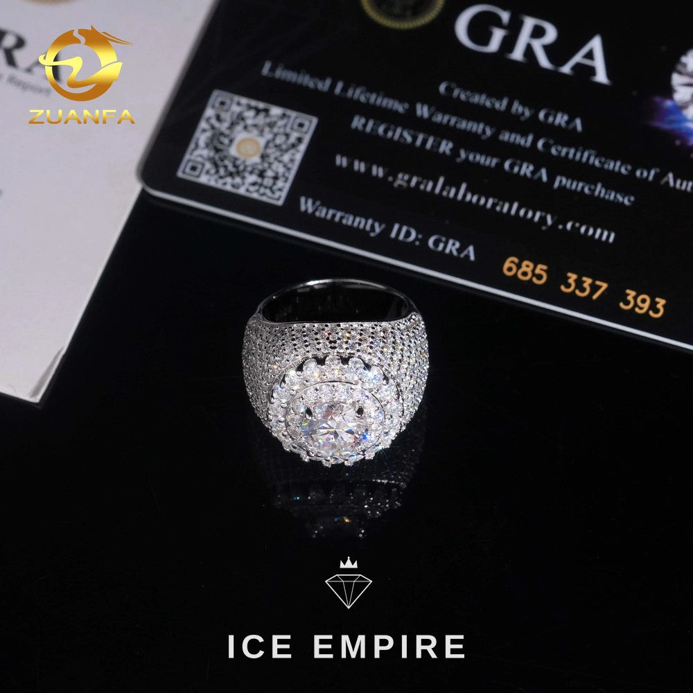 Iced Out 925 Silver Moissanite Ring