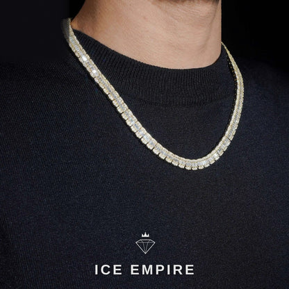 Iced Out Baguette Rose Gold Plated Moissanite Cuban Chain