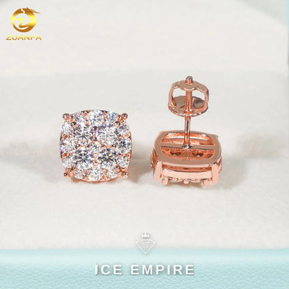 Iced Out Gold Plated Moissanite Stud Earrings