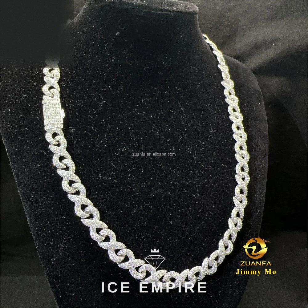 Iced Out 925 Silver Moissanite Cuban Chain