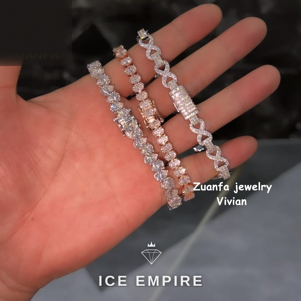 Iced Out Rose Gold Plated Moissanite Tennis Chain