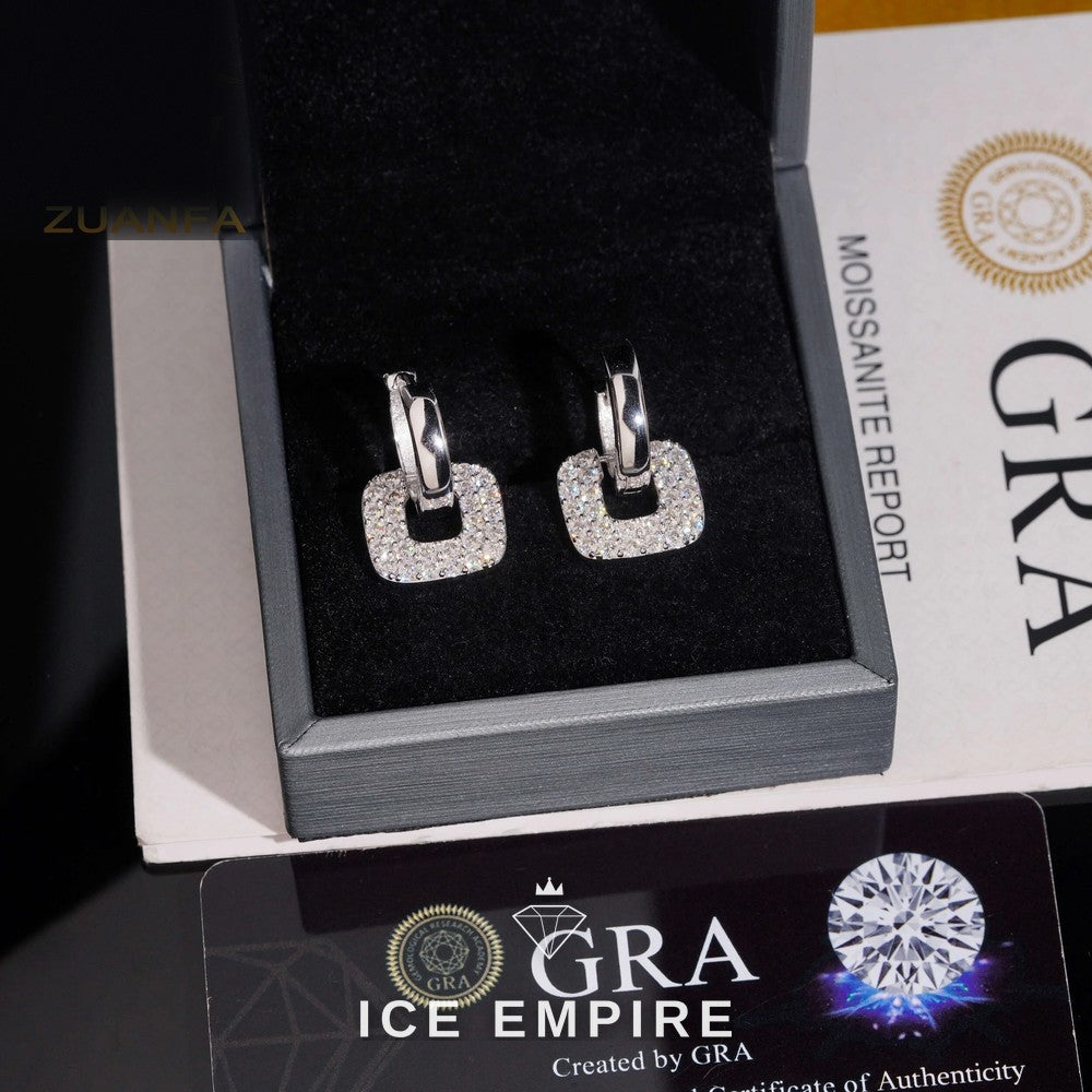 Iced Out 925 Silver Moissanite Earrings