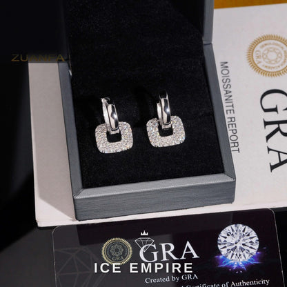 Iced Out 925 Silver Moissanite Earrings