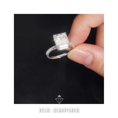 Iced Out Baguette 925 Silver Moissanite Engagement Ring