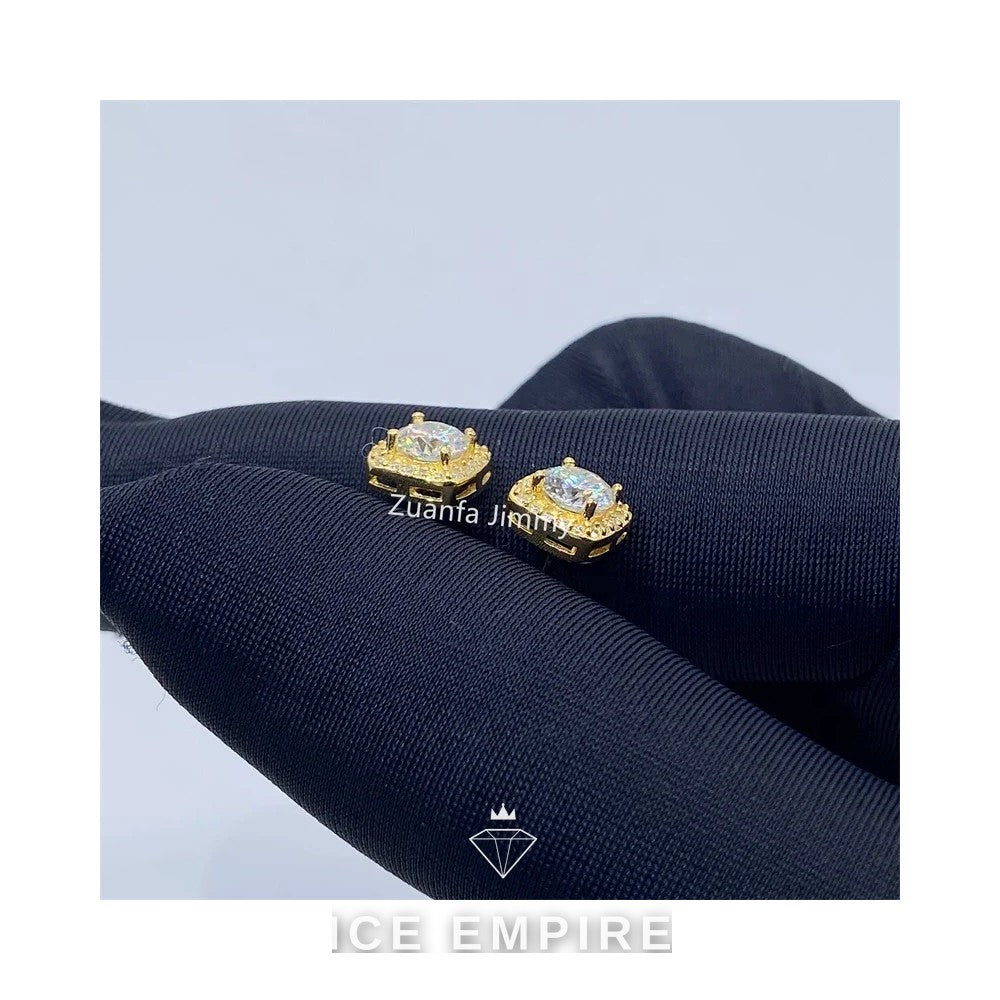 Iced Out 925 Silver Moissanite Stud Earrings