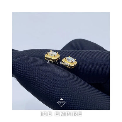 Iced Out 925 Silver Moissanite Stud Earrings