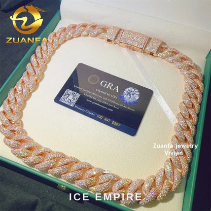 Iced Out Rose Gold Plated Moissanite Cuban Chain