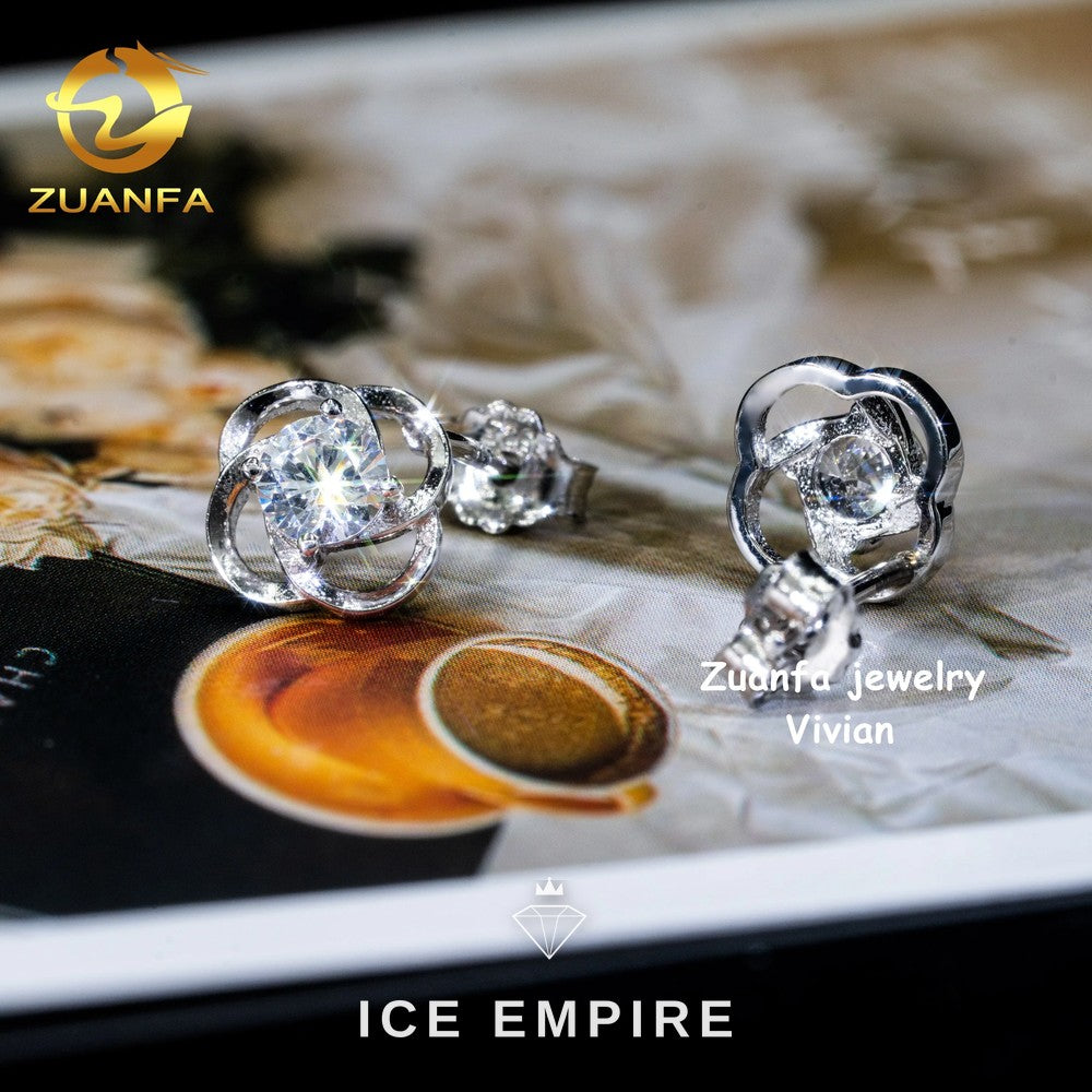 Iced Out Rose Gold Plated Moissanite Earrings