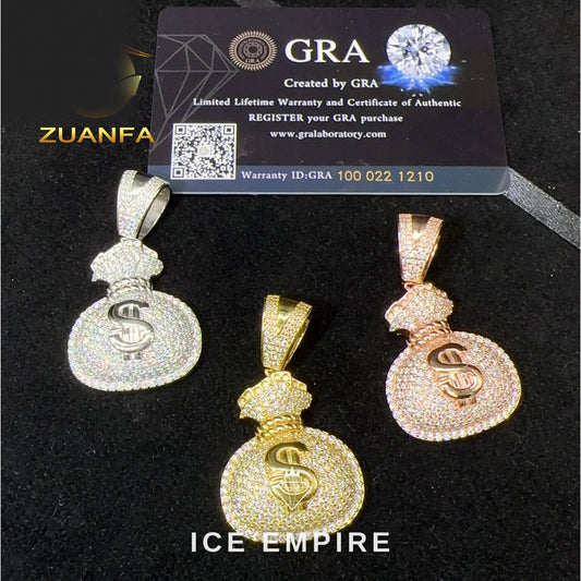 Iced Out Rose Gold Plated Moissanite Pendant